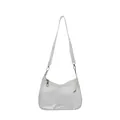 Minimalistische transparante PVC schoudertas met wit hengsel en zilveren ritsdetails - Transparant