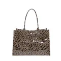 Bolso tote de PVC con estampado de leopardo y letras blancas TOTE BAG moda. - Estampado de leopardo