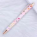 Elegant rose gold glitter ballpoint pen featuring colorful heart patterns on pink barrel - Heart Rainbow Gradient (Rose Gold Parts) / Bullet Tip 1.0mm