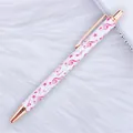 Elegant rose gold ballpoint pen with pink musical notes on white glitter barrel - Musical Note Colorful White (Rose Gold Parts) / Bullet Tip 1.0mm