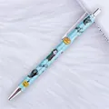 Blue glitter ballpoint pen featuring festive Halloween pumpkin and ghost patterns - Halloween Sky Blue (Silver Parts) / Bullet Tip 1.0mm