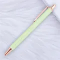 Luxurious rose gold and sparkling light green glitter ballpoint pen on soft white faux fur - Magic Green (Rose Gold Parts) / Bullet Tip 1.0mm