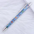 Elegant sparkly blue Christmas ballpoint pen featuring festive Santa and snowman patterns - Christmas Royal Blue (Silver Parts)