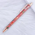 Festive Christmas ballpoint pen with red glitter, Santa and snowman patterns in rose gold - Christmas Red (Rose Gold Parts)