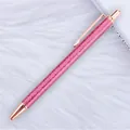 Elegant pink glitter ballpoint pen with rose gold trim on white faux fur background. - Rose Red (Rose Gold Parts)