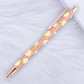 Elegant rose gold retractable ballpoint pen with glitter and daisy floral pattern - 38-Daisy Orange (Rose Gold Parts) / 1.0mm Bullet Tip