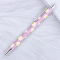 Stylish pink glitter ballpoint pen with white daisy floral patterns for office and gifts - 44-Daisy Pink Purple (Silver Parts) / 1.0mm Bullet Tip