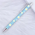 Sparkling blue glitter ballpoint pen with daisy flower pattern for elegant gift - 41-Daisy Sky Blue (Silver Parts) / 1.0mm Bullet Tip
