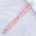 Elegant pink glitter ballpoint pen featuring cute heart patterns and rose gold metallic trim - 67-Heart Fluorescent Pink (Rose Gold Parts) / 1.0mm Bullet Tip