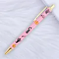 Elegant Halloween themed ballpoint pen with pink glitter finish and gold accents - 86-Halloween Fluorescent Pink (Golden Parts) / 1.0mm Bullet Tip