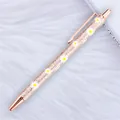 Rose gold glitter ballpoint pen with white daisy patterns on white faux fur background - 31-Daisy Rose Gold (Rose Gold Parts)