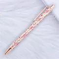 Elegant rose gold glitter ballpoint pen featuring red music note patterns on white fur - 68-Musical Note Rose Gold (Rose Gold Parts)