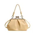 Creamy yellow cloud handbag with elegant pleated design and kiss-lock closure detail - Yellow