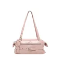 Bolso de hombro estilo biker Y2K rosa con textura de piel grasa y detalle de hebilla - Rosa