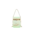 Transparent neon green acrylic box clutch bag with elegant golden bead chain strap - Green