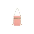 Elegant pink acrylic box clutch bag with gold beaded chain handle for party - Pink