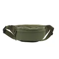 Minimalist olive green two-tone fanny pack with grid pattern and adjustable strap - Green
