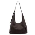 Vintage dark brown minimalist leather hobo underarm bag with adjustable shoulder strap - Coffee