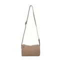 Vintage minimalist PU leather cylinder shoulder bag in taupe with adjustable strap - Gray
