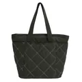 Grande borsa tote nera trapuntata con motivo a rombi e dettaglio cerniera sul fondo - Verde