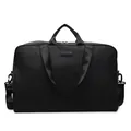 Front view of large black travel bag with sturdy handles and removable shoulder strap - Black