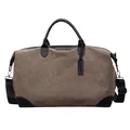 Large capacity grey nubuck travel duffel bag with black handles and shoulder strap - Khaki