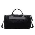 Borsa da viaggio grande con stampa leopardata nera, manici e tracolla regolabile - Nero