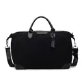 Stylish black suede travel duffel bag with large capacity and adjustable shoulder strap - Black