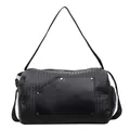 Borsa da fitness intrecciata nera grande per donna, borsa da viaggio e sportiva - Nero
