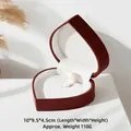 Scatola ad anello a cuore in velluto bordeaux, 10x9,5x4,5 cm, peso circa 110 g - Scatola per Ciondoli / Borgogna