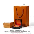 High-end black lacquer ring gift box set with orange shopping bag and outer box - Ring Box (Straight Edge Piano Lacquer Box) / With Outer Top and Bottom Lid Box