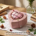 Elegante portagioie rosa a forma di cuore per anelli e orecchini, organizer compatto - 10x9.0x4.0cm / rosa ciliegia