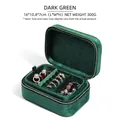 Dark green velvet portable jewelry organizer box with zipper and ring storage slots - Oversized / Dark Green Velvet Style