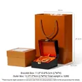 Premium black lacquer jewelry box set with orange gift bag and outer box - Bracelet Box (Straight Edge Piano Lacquer Box) / With Outer Top and Bottom Lid Box