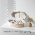 Eleganter beiger ovaler Samtschmuckkasten für Ringe und Ohrringe, Retro-Minikoffer - Cremiges Orange