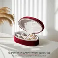 Elegant red velvet oval jewelry box for storing rings and small accessories in style - Korean Velvet Jewelry Box / Oversized / Elegant Red
