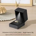 Black LED light jewelry box for ring with dimensions 6.0x6.5x5.0cm - Brushed Ring Box / Black