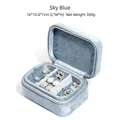 Portable sky blue velvet jewelry travel organizer box with zipper closure and sections - Oversized / Sky Blue Velvet