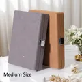 Medium size jewelry storage case with snap button in grey and brown velvet finish - M / 139 Microfiber Suede Snap Diamond Box / 18x13.5x4.5cm / Gray