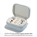 Portable light blue jewelry box for rings and earrings storage, 16.3cm size - Oversized / Sky Blue Linen Style