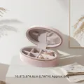 Portable oval pink velvet jewelry box with ring slots and elegant soft lining - Korean Velvet Jewelry Box / Upgraded Large Style / Sakura Pink