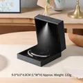 Elegant black square LED jewelry gift box for bracelets featuring built-in display light - Brushed Bangle Box / Black