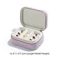 Portable purple textured jewelry travel storage box with compartments for rings and studs - Oversized / Taro Purple Linen Style