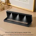 Luxurious black rectangular jewelry box with built-in LED lights for bracelet display - Brushed Bracelet Box / Black