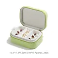Light green portable jewelry zipper box with compartments for rings and earrings - Oversized / Avocado Green Linen Style