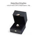 Deep blue PU leather jewelry ring box with snap button closure and soft black velvet interior - Ring Box (LOV Jewelry Box) / Dark Blue