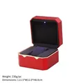 Luxury red octagonal watch storage box with gold rim and built-in LED light - Red