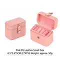 Portable mini pink PU leather jewelry box for rings and earrings, small size display - Pink (PU Style) / Ring and Earring Storage
