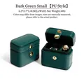 Elegant dark green mini PU leather box for rings and earrings organization. - Dark Green (PU Style) / Ring and Earring Storage