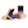 Rose gold LED jewelry box set for rings and necklaces with luxury velvet lining - Pendant & Stud Earring Box / Champagne Gold